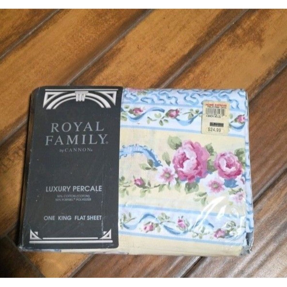 Vintage No Iron Percale King Sheets Set Cotton Blend Cannon Mills Royal Family